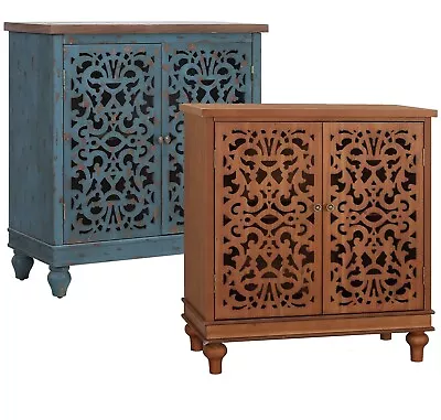 Accent Storage Cabinet 2 Doors Hollow Carved Decorative Cabinet Buffet&Sideboard • $189.99