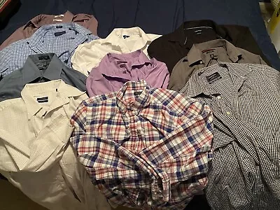 Lot-Mens Large  Dress Shirts 16-16.5 Tommy Banana Rep G. Beene Nautica Etc • $18.99