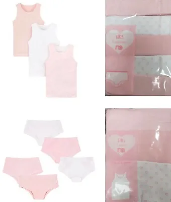 £4.99 • Buy Bnwt Mothercare Girls 3 & 5 Pack Pink White Cotton Vests Knickers Hipster Shorts