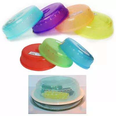 2 Pc Microwave Plate Covers Colors Plastic Steam Vent Splatter Lid 10  Food Dish • $8.89