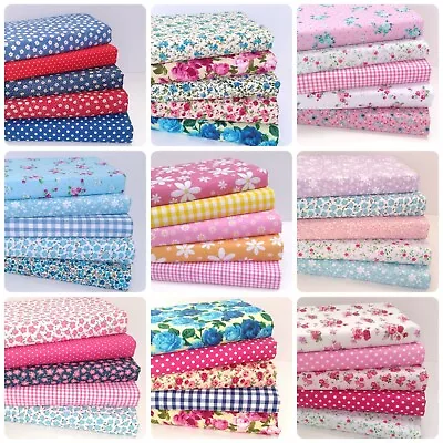 Floral Fabric Bundles Fat Quarters & Squares Craft Sewing  Poly Cotton Material • £3.15