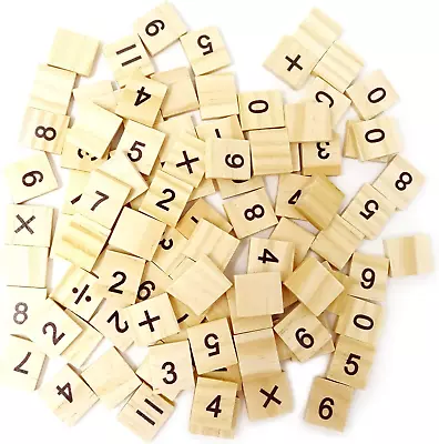 100PCS Wooden Scrabble Tiles Numbers Symbols Tiles For Craft Projects Games Ea • $13.70