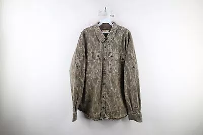 Vtg Streetwear Mens XL Faded Stretch Mossy Oak Camouflage Hunting Button Shirt • $44.95