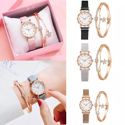 Women's Girl's Luxury Watch And Bracelet Set Fashion Quartz Wrist Watch Gift • $12.99