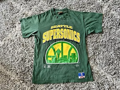 Nutmeg NBA Seattle Supersonics T Shirt Sz M Made In USA Vintage Kemp Payton Gp • $79.99