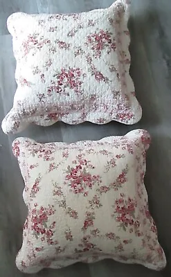 **TWO** SHABBY CHIC ROSES/FLORAL FEATHER DUCK DOWN PILLOW/CUSHIONS Ea. 20 X 20in • $69.99