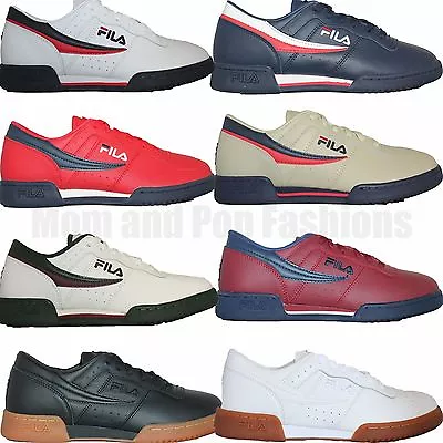 Mens Fila Original Fitness Classic Retro Casual Athletic Shoes White Navy Red • $49.90