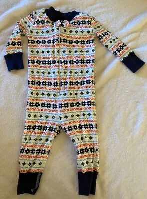 Hanna Andersson Baby Nordic Winter Snowflake Organic Cotton Pajama Zip 60 3-6 M • $9.99