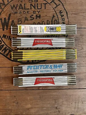 Vintage Lot Of Metric Folding Rulers Resopal Pfeiffer & May Stabila Holz German • $24.99