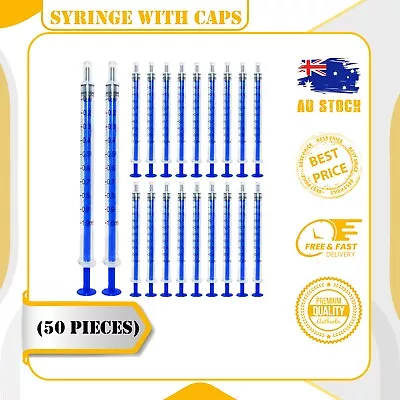 1ml Syringe With Caps (50 Pieces) Feed Pets Oral Oil Or Glue Applicator | NEW AU • $14.39