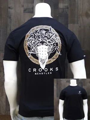 New Crooks Castles Streetwear Back Side Medusa Black Mens S/S T Shirt RCRCA-21 • $20.69
