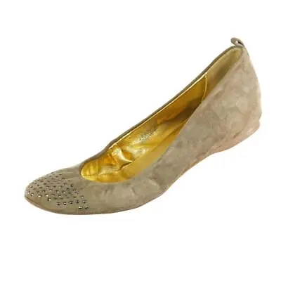 J.CREW Ballet Flats Shoes Light Brown Suede Leather Studded Captoe Sz. 6.5 ITALY • $49