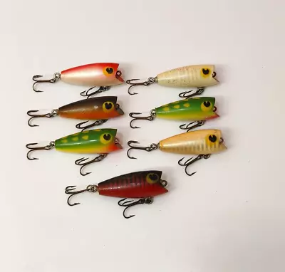 (7) Vintage Poe's Cedar Wood Blurpee Popper Top Water Fishing Lures Lot Of 7 • $59.99