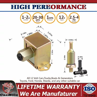 12V Universal Fuel Pump 2.5-4PSI Electric Inline Low Pressure Gas Diesel New • $17.95