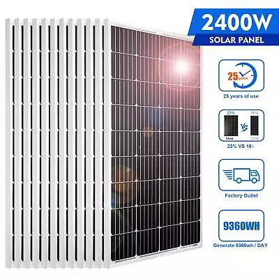 2400W Solar Panel Monocrystalline 12V Solar Charging For Home RV Caravan Boat UK • £69.99