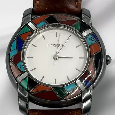 Vintage 1993 Fossil Watch Leather ET-7810 • $29.99