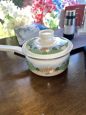 Vintage Sango Enameled 10 Pc Cookware (Country Cottage) Pots Pans Skillet 3545-6 • $29