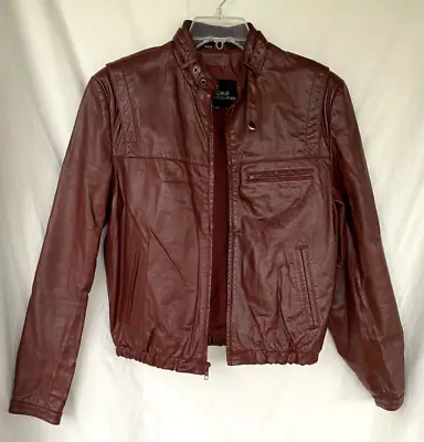 VTG 70s 80s..WILSONS..CAFE RACER..BURGUNDY BROWN..LEATHER..JACKET..MEN 40 • $99.99