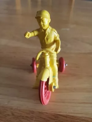 1950's Auburn Rubber Toy BOY ON TRIKE Tricycle Yellow With Red Wheels #522 • $24.95