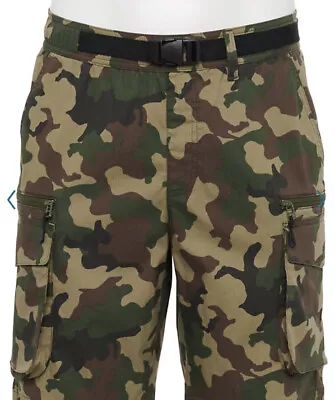 SONOMA Flat Front Elastic Waist Belted Mens Camo Cargo Shorts - Size 40 - NWT • $22.99