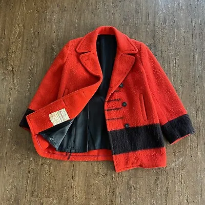 Vintage Hudson's Bay Point Blanket Coat Red Black Styled By Woolmaster Co. • $189