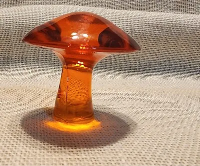 Vtg MCM 3.5  Viking Glass Mushroom  Paperweight  Bright Orange • $145