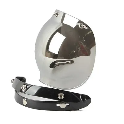 3 Snap Motorcycle Retro Helmet Bubble Visor Flip Up Open Face Shield Lens Peak • $16.98