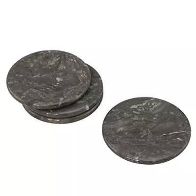 Natural Charcoal Marble Set Of 4 Pieces Round Coaster For Wine Or Drink Serving  • $22.87