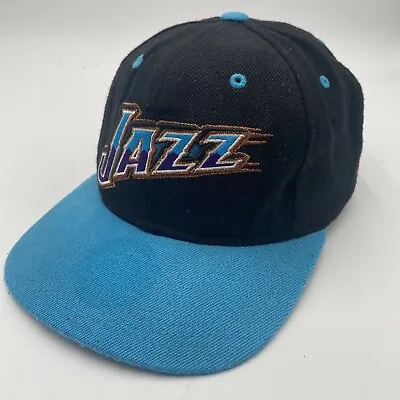 Mitchell & Ness Mens Utah Jazz NBA Black Blue Snapback Cap Hat Adjustable Fit • $13.89