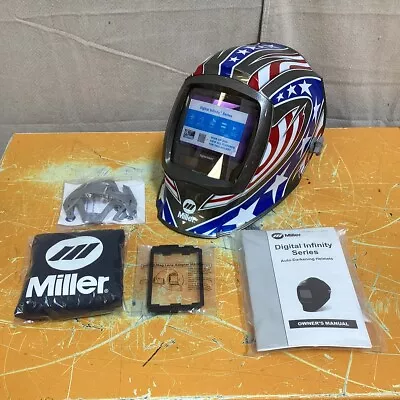 MILLER ELECTRIC 288420 Welding Helmet Auto-Darkening 4 Arc Sensors Blue Stars A • $350