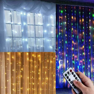 $9.70 • Buy 300 LED Window Curtain Fairy String Lights Twinkle Star USB W/ Remote Xmas Decor