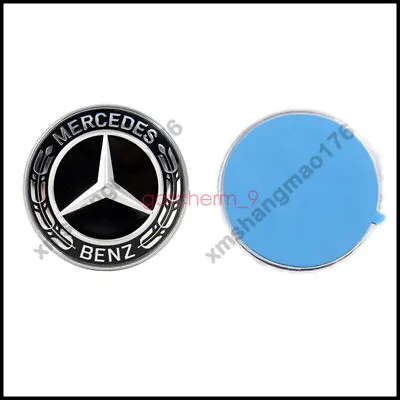 Front Hood Paste Emblem AMG Black Classic Flat Laurel Wreath Badge For Mercedes • $20.99