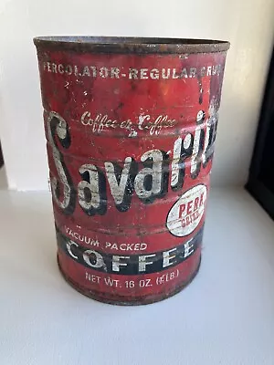 Vintage Savarin Coffee Can Tin Rusty Advertisement • $9