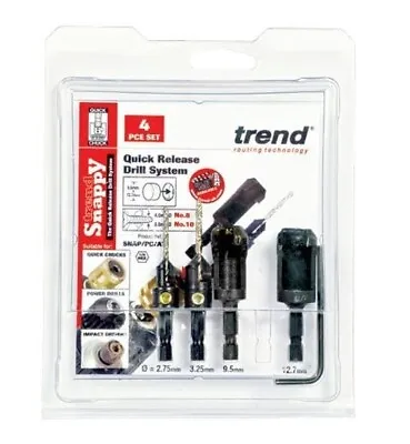 £49.95 • Buy Trend Snappy Countersink & Tube Type Plug Cutter 4 Pieces Set - SNAP/PC/AT