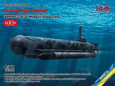 $17.99 • Buy ICM S019 WWII German Midget Submarine U-Boat Type Molch 1/72