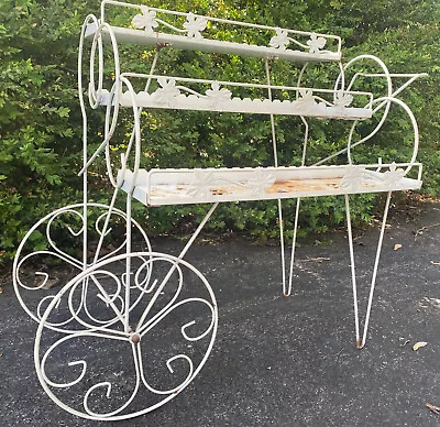 Vintage Antique 3 Tier  Metal Plant Stand Flower Cart Patio MCM Flower EUC • $199.99