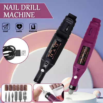 USB Electric Nail File Drill Portable Professional Manicure Pedicure Machine Kit • $12.34