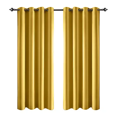 Faux Silk Curtains Eyelet Living Room Bedroom Satin Window Drapes Thermal Panels • £27.83