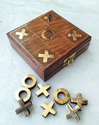 Handmade Wooden Tic Tac Toe Box Game Vintage Style Gift Item For Kids And Adult • $29.49