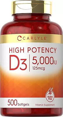 Vitamin D3 5000IU | 500 Softgels | Value Size Non-GMO Gluten Free | By Carlyle • $14.80