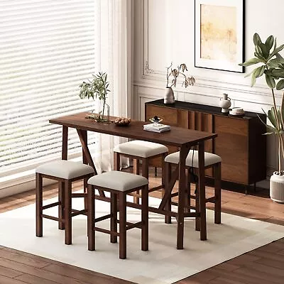 Modern 5-Piece Dining Set With Power Outlets & Upholstered Stools • $545.55