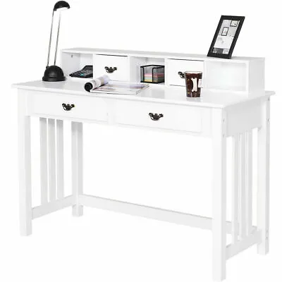 Writing Desk Mission White Home Office Furniture Computer Desk Storage White • $175.99
