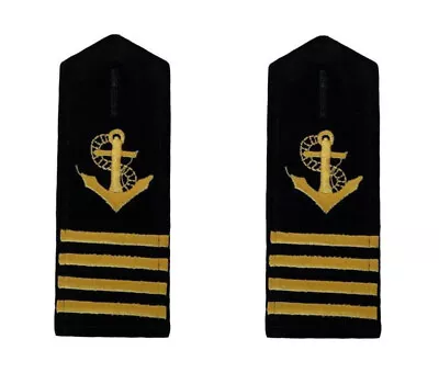 Pair Of Marine Naval Merchant Yacht Captain Epaulets Sliders 4 Bars Gold Anchor • $1.47