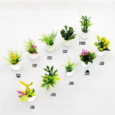 10PC 1:12 Scale Dollhouse Miniature  Potted Flowers Pot Plant Garden Accessories • $8.79
