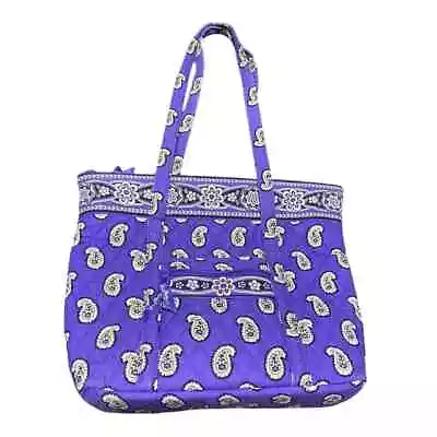 Vera Bradley Purple Paisley Print Large Cotton Tote Bag In Excellent Condtion  • $36