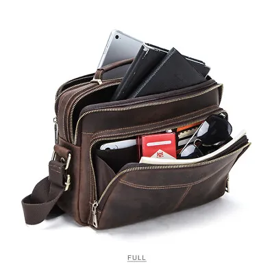 US Stock Men's Leather Shoulder Bag Messenger Bag Handbag Pen Slot For 9.7  IPad • $70.99