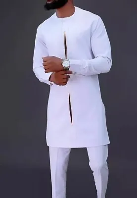 Men Kaftan/ Latest African Men Clothing/ African Wedding Suit/ Ethnic White Wear • $108