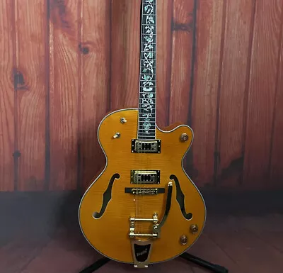 Custom Finish Hollow Body Yellow Electric Guitar Mahogany Neck HH Pickup 6String • $333.88