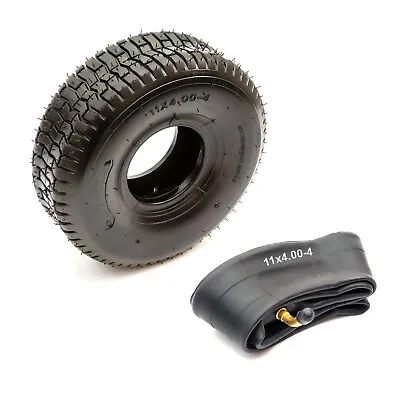 Tyre & Inner Tube 11x4.00-4 4 Ply Chevron Turf Tread 4  Inch Garden Lawn Tractor • £17.99