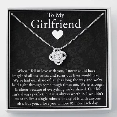 To My Girlfriend Necklace I Love You More And More Each Day Love Knot Necklace • $17.99